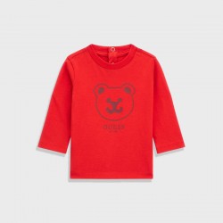 GUESS Червена блуза "RED BEAR" за бебе момче 