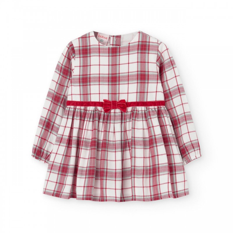BOBOLI Карирана рокля "SCARLET AND GRAY" за момиче