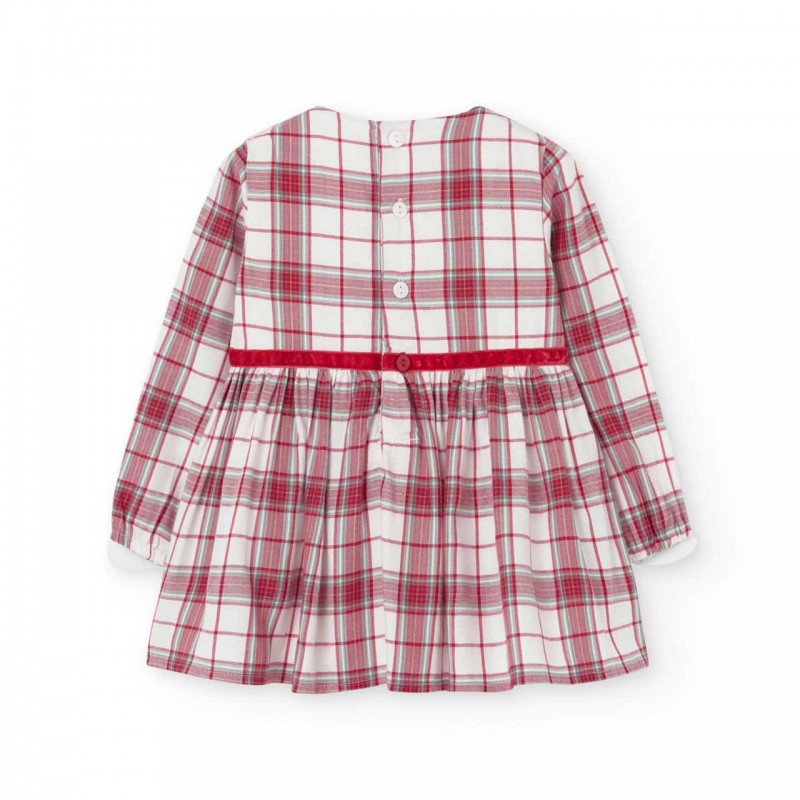 BOBOLI Карирана рокля "SCARLET AND GRAY" за момиче