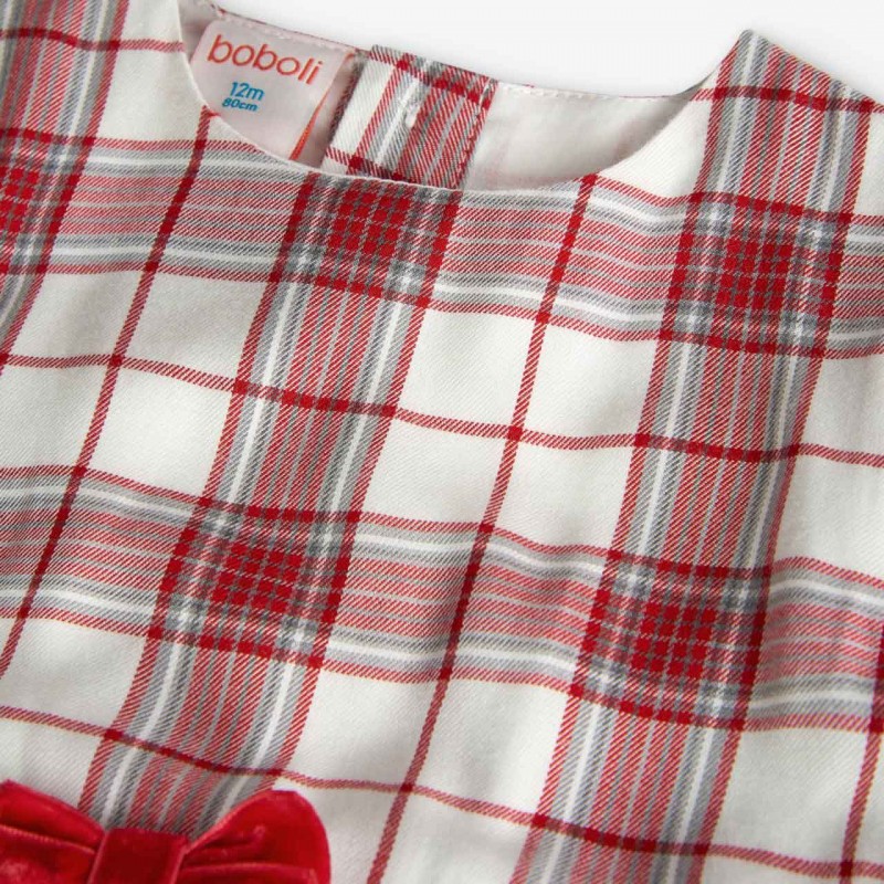 BOBOLI Карирана рокля "SCARLET AND GRAY" за момиче