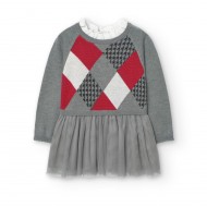 BOBOLI Сива рокля "SCARLET AND GRAY" за момиче 