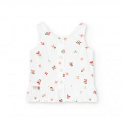 BOBOLI Бял потник "FLOWER" за момиче 