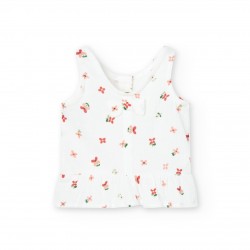 BOBOLI Бял потник "FLOWER" за момиче 
