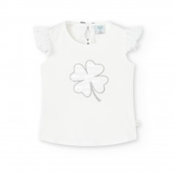 BOBOLI Бяла тениска "CLOVER" за момиче 