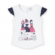 BOBOLI Бяла тениска "GIRLS" за момиче 