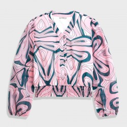 GUESS Шифонена розова блуза за момиче