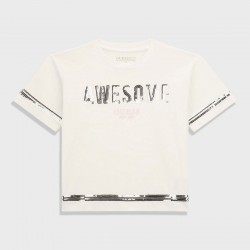 GUESS Бяла тениска "AWESOME" за момиче 