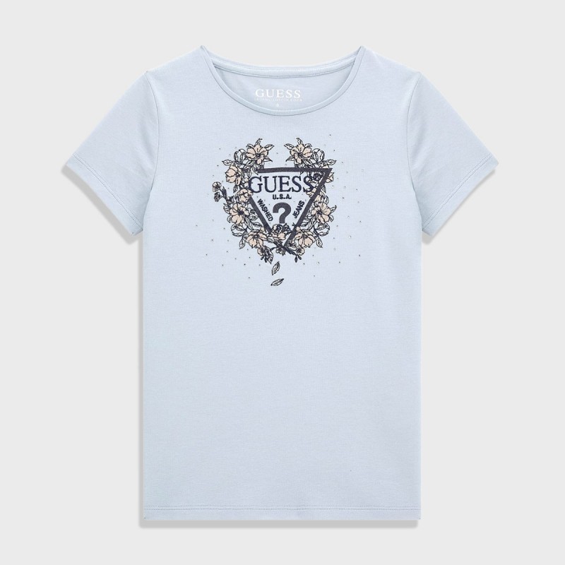 GUESS Светлосиня тениска "SPRING FLOWERS" за момиче