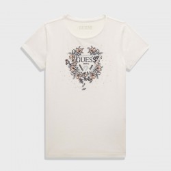 GUESS Бяла тениска "SPRING FLOWERS" за момиче 