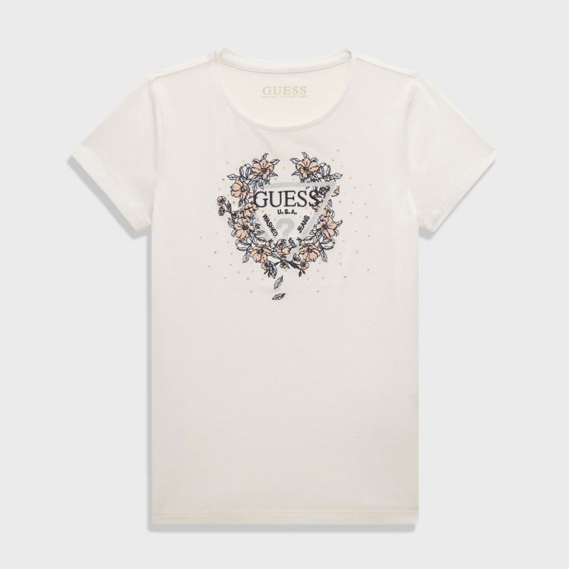 GUESS Бяла тениска "SPRING FLOWERS" за момиче