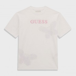 GUESS Бяла тениска "BUTTERFLY" за момиче 