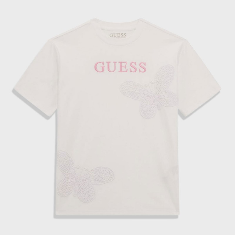 GUESS Бяла тениска "BUTTERFLY" за момиче