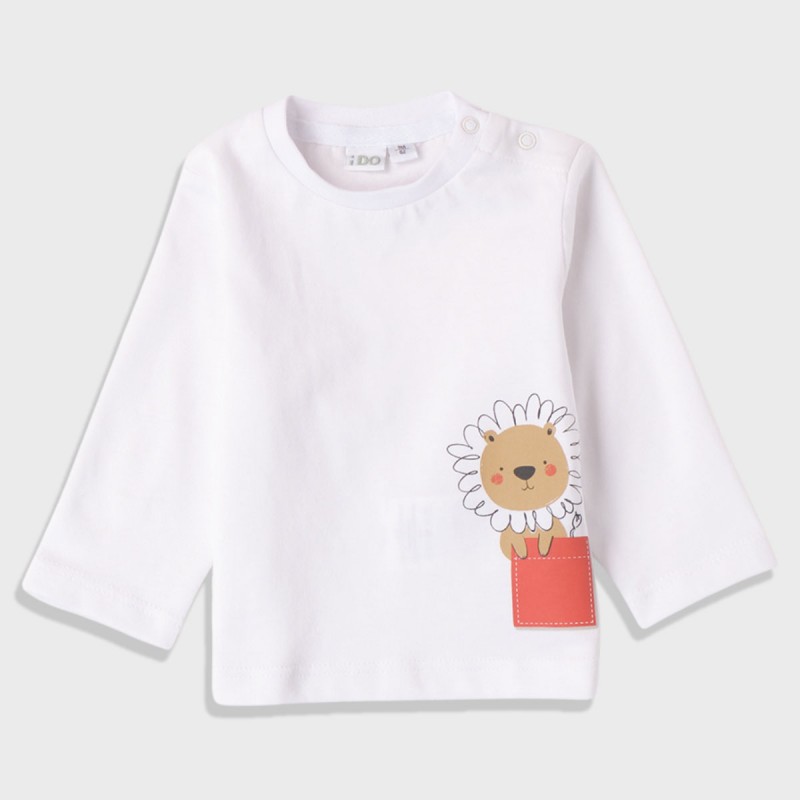 iDo Mini Бяла блуза "HAPPY LION" за бебе момче