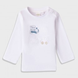 iDO Mini Бяла блуза "BON TON" за бебе момче 