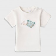 iDO Mini Тениска в цвят крем "SMILE" за бебе момче 