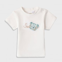 iDO Mini Тениска в цвят крем "SMILE" за бебе момче 
