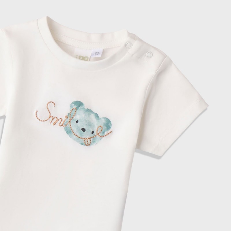 iDO Mini Тениска в цвят крем "SMILE" за бебе момче