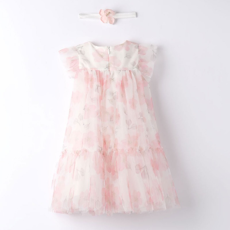 iDO Mini Рокля и лента за глава "PINK FLOWERS" за бебе момиче
