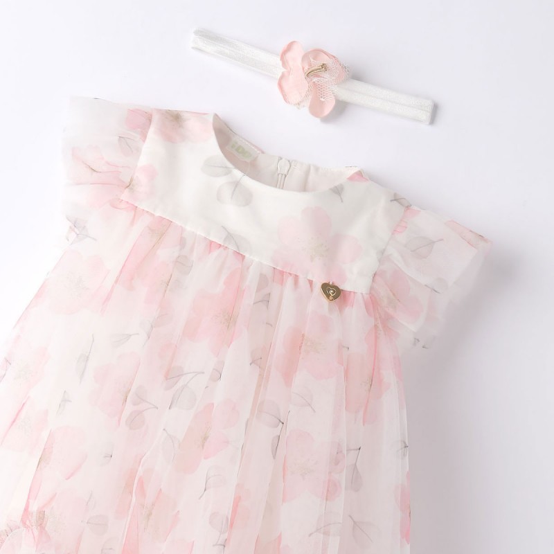 iDO Mini Рокля и лента за глава "PINK FLOWERS" за бебе момиче