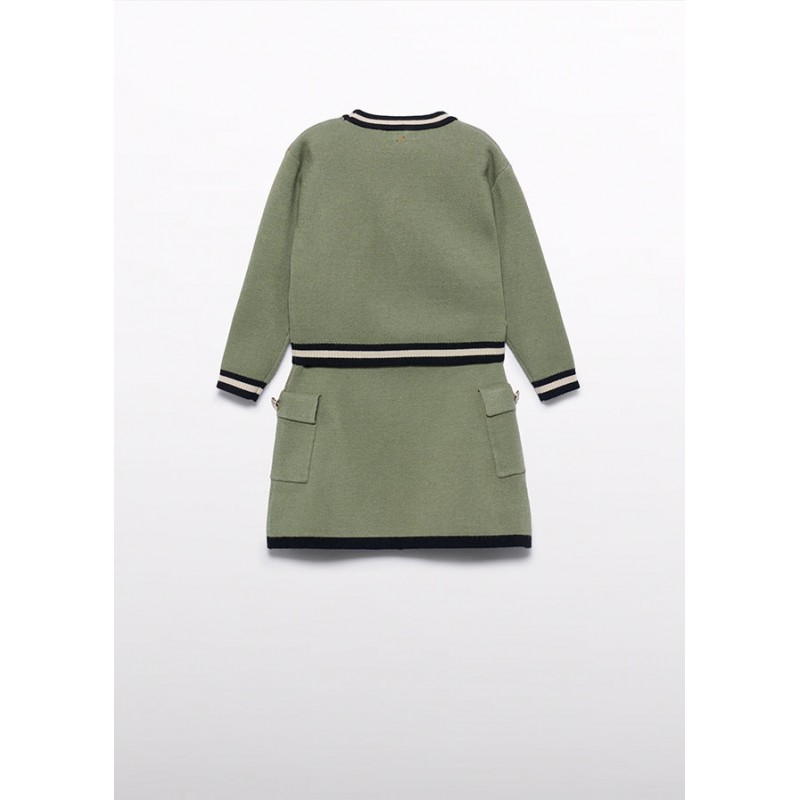 Abel&Lula зелен комплект от 2 части за момиче – блуза и пола от фино плетиво