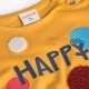 Boboli горчица блуза за момиче с принт "HAPPY" и възел