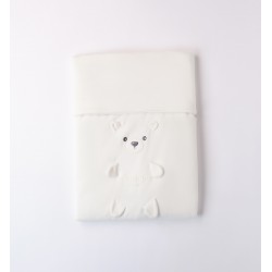 iDO Mini бебешко одеяло в бяло с апликация мече