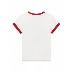 GUESS тениска за момиче с череши и бродирано лого в бяло и червено