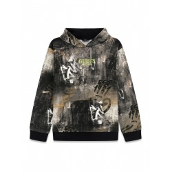 GUESS момче худи с графити принт - черно