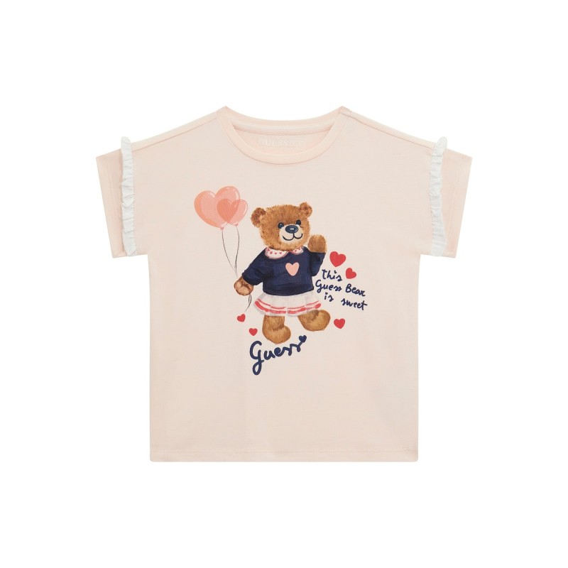 Guess Розова тениска с къс ръкав момиче