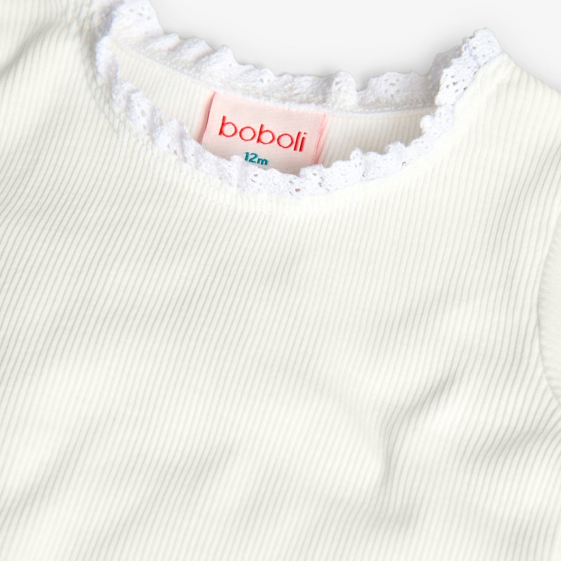 Boboli Бяла памучна тениска бебе момиче