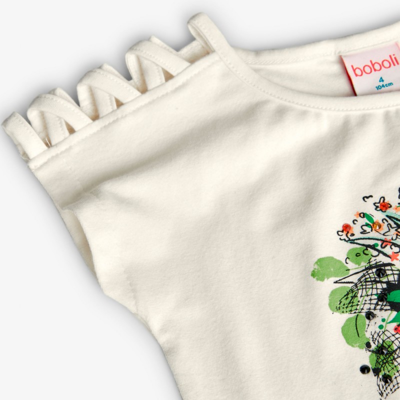 Boboli Бяла еластична тениска момиче