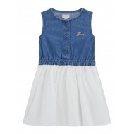 Guess Рокля с къс ръкав смесен плат момиче