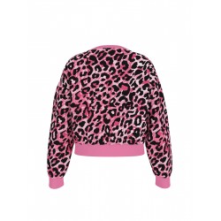 GUESS розов леопардов суитшърт с лого за момиче