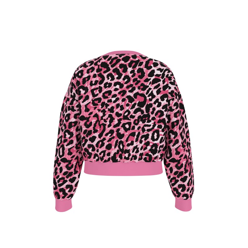 GUESS розов леопардов суитшърт с лого за момиче