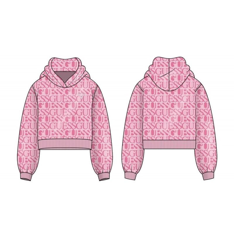 GUESS розов суитшърт с качулка за момиче