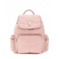 GUESS розова капитонирана раница за момиче с метално лого и преден джоб