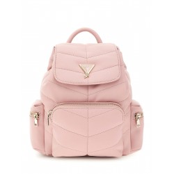 GUESS розова капитонирана раница за момиче с метално лого и преден джоб