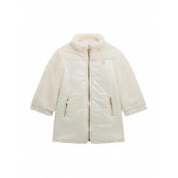 GUESS Бяло двулицево пухено яке с цип за момиче